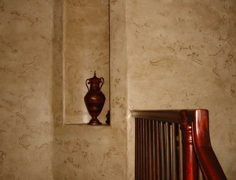 Plaster with Wood Grain Banister
