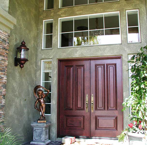 Faux Exterior Walls & Stained Entry Doors